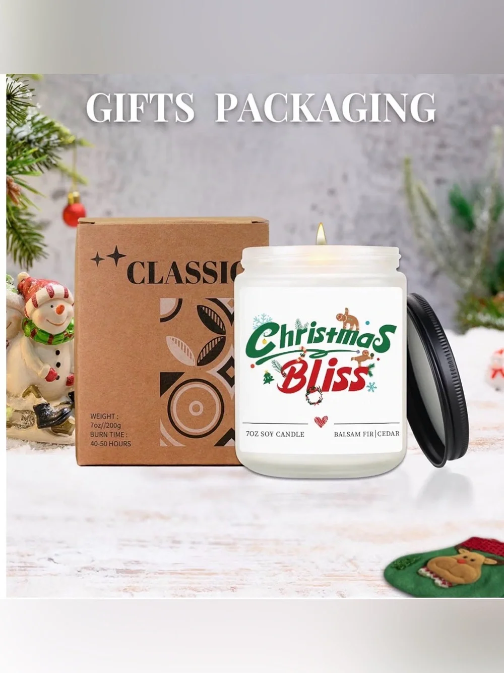 CHRISTMAS BLISS NIB Balsam Fir & Cedar Scented Soy Wax Candle. One Wick.